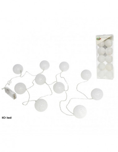 GUIRNALDA 10 LED BOLAS 6 CM BLANCA