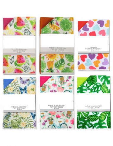 SET 4 PAÑOS MICROFIBRA 50X40 FLOWER