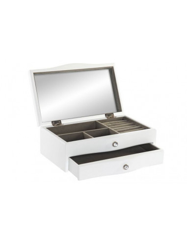 JOYERO MDF 28X17X10 ESPEJO GEMAS BLANCO