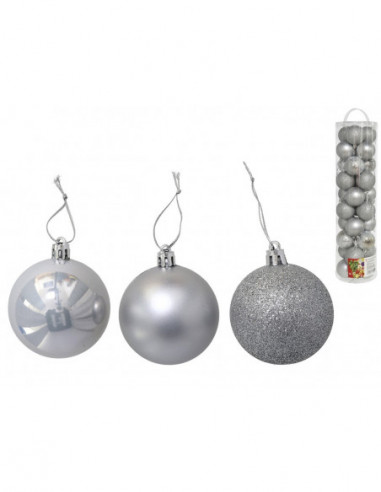 SET 30 BOLAS NAVIDAD MILO PLATA 6CM SURT