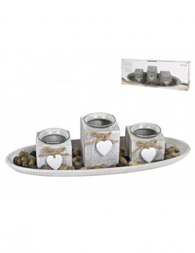 SET PORTAVELAS CORAZON X3 C/BAND OVAL