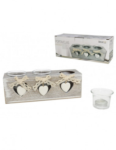 PORTAVELAS X3 CORAZON 24 CM