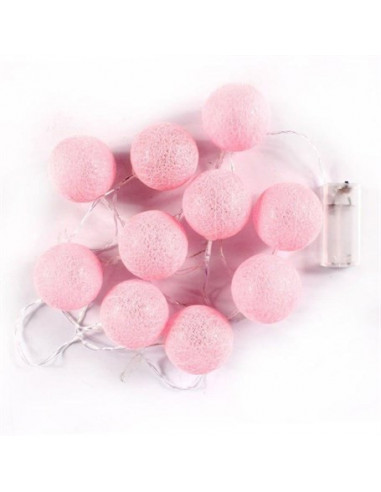 GUIRNALDA 10 LED BOLAS 6 CM ROSA