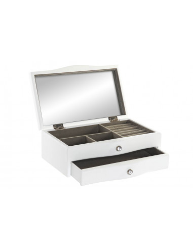 JOYERO MDF 28X17X10 ESPEJO GEMAS BLANCO