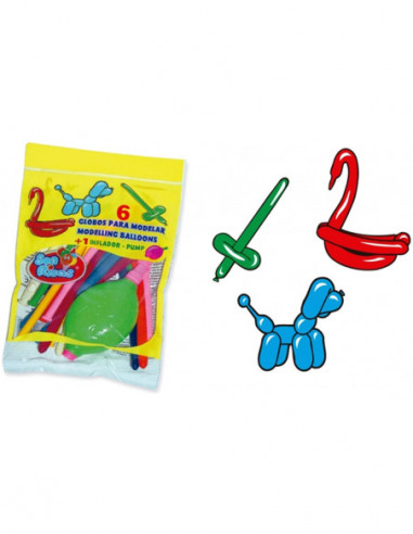 GLOBOS PARA MODELAR + INFLADOR 6UDS
