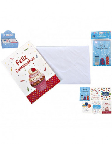 TARJETA FELICITACIÓN CUMPLEAÑOS 6UDS