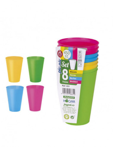PICNIC PASTEL SET 8 VASOS 450CC